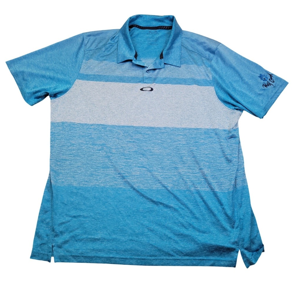 Wolf Creek Nevada Golf Polo Shirt Mens XL Blue Striped Short‎ Sleeve Oakley
